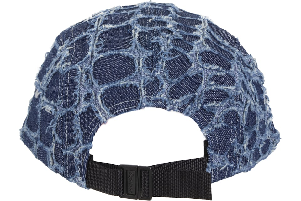 Supreme Frayed Croc Denim Camp Cap Navy