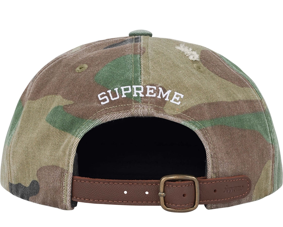 Supreme Distressed Script 6-Panel Woodland Camo