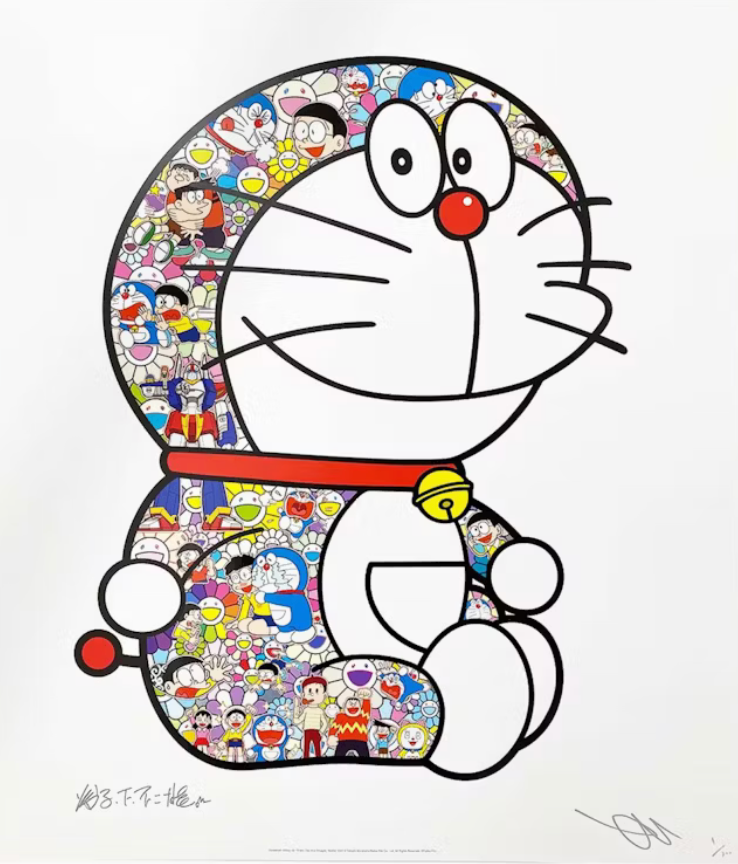 Takashi Murakami Sitting Doraemon Its hard every day, Nobita-kun Print