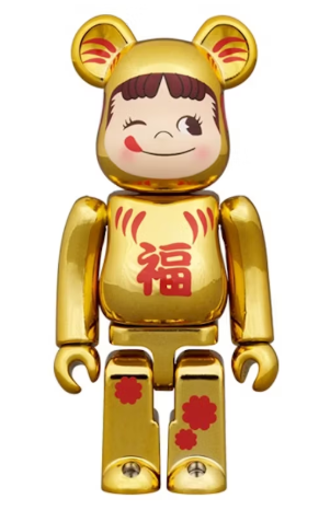 Bearbrick Daruma Peko-Chan Gold Plated 100% & 400% Set