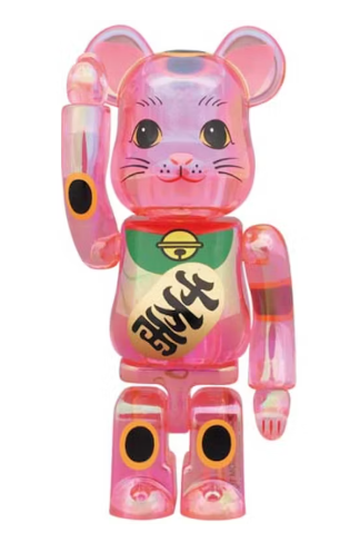 Bearbrick Maneki Neko 100% & 400% Set Pink Transparent Plating