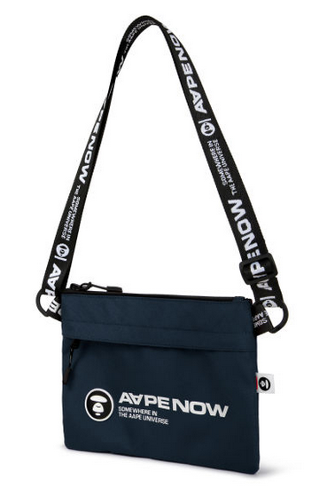 AAPE Moonface patch sacoche bag Navy Blue