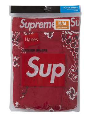 Supreme Hanes Bandana Boxer Briefs (2 Pack) Red