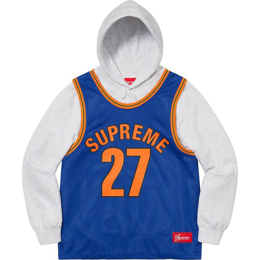 Supreme Basketball Jersey Hooded Sweatshirt Ash Grey - Pure Soles PH
