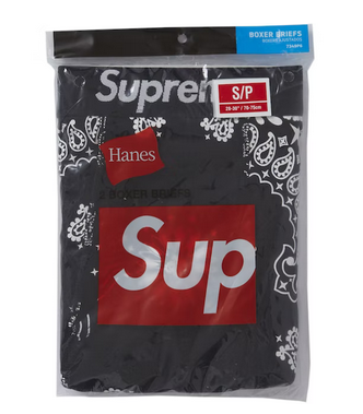 Supreme Hanes Bandana Boxer Briefs (2 Pack) Black