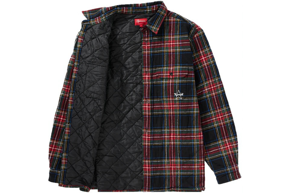 Supreme Quilted Plaid Flannel Shirt Black