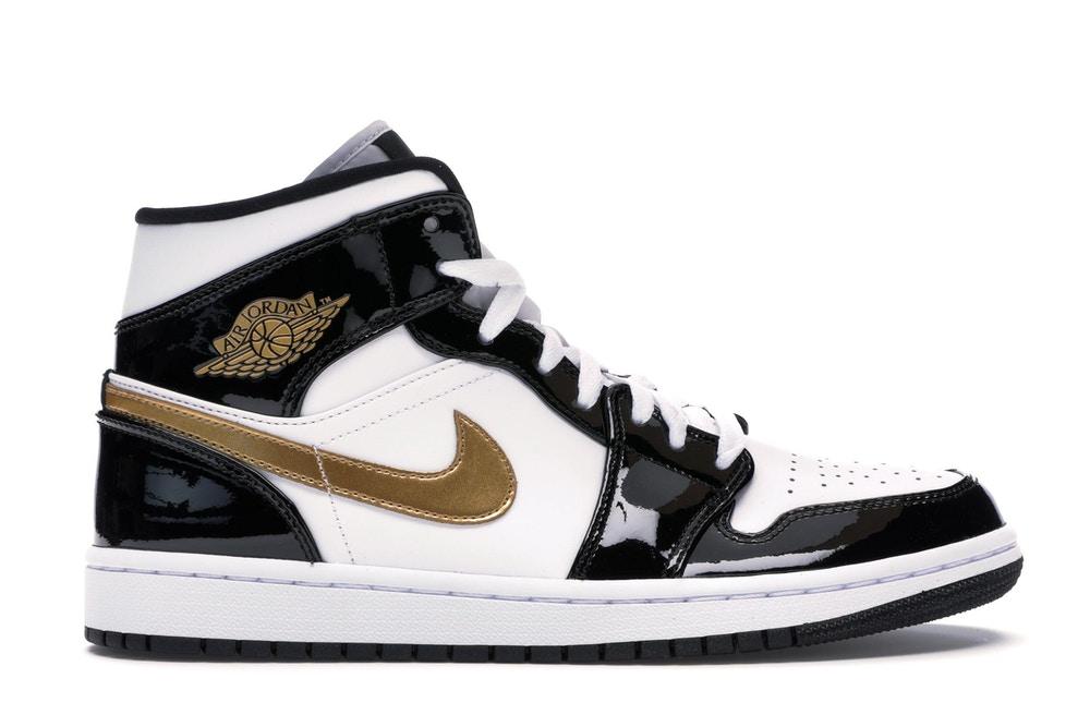 Jordan Mid Patent Black White Gold - Main Image
