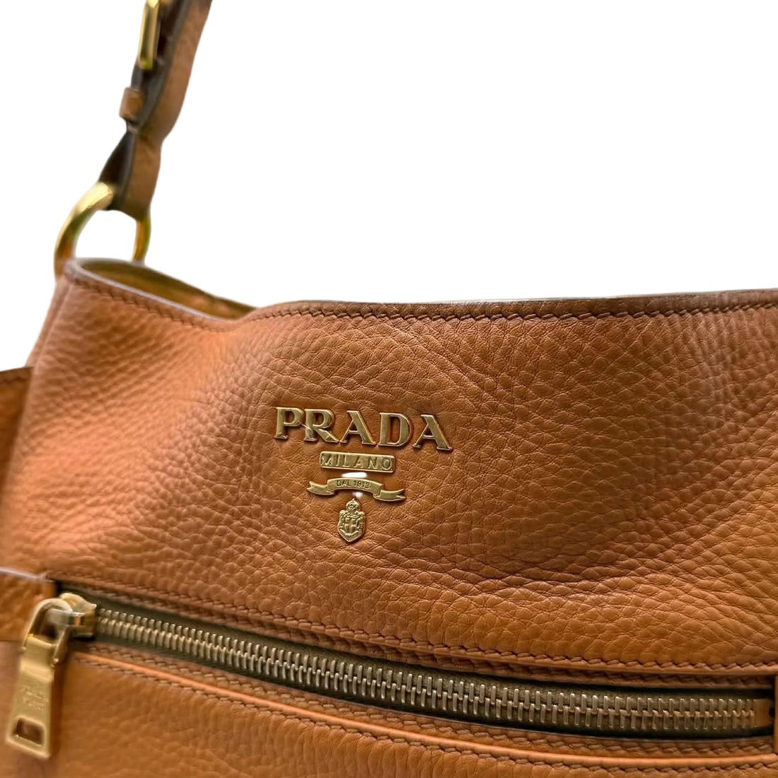Prada Vitello Daino Front Zip Hobo Bag (Pre-owned) M4YG3CY