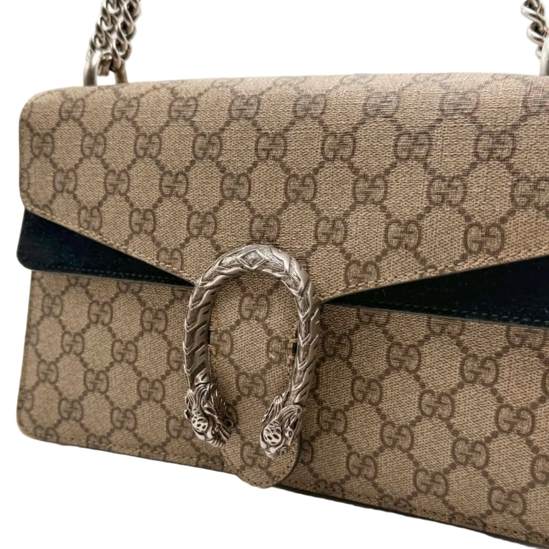 Gucci Dionysus Shoulder Bag GG Supreme Medium Beige/Black (Pre-owned) B4X2RYX