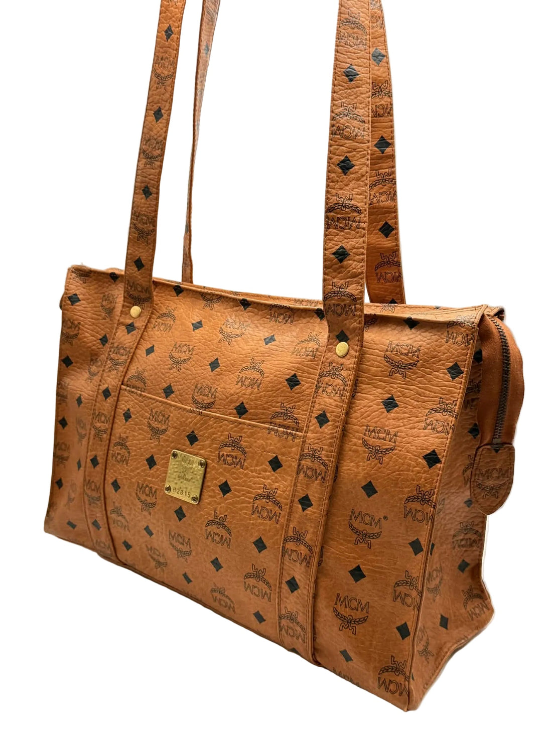 MCM Cognac Visetos Shopper Tote Bag Monogram Print (Pre-owned)