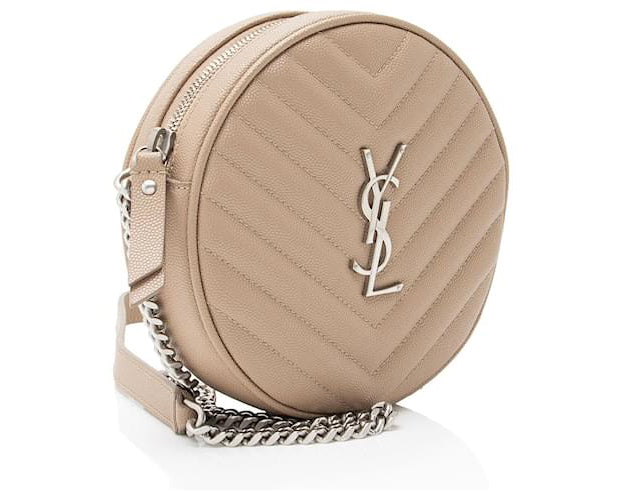 Saint Laurent Monogram Round Vinyl Camera Bag Brown Beige (Like New)