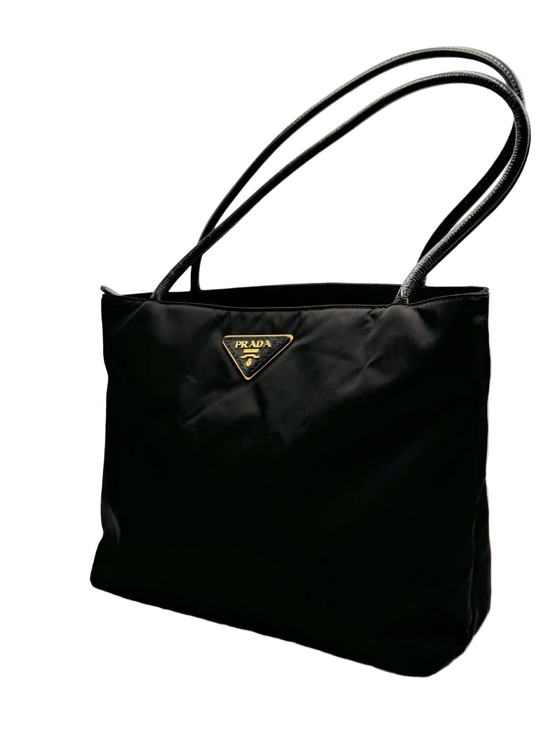 Prada Tessuto Triangle Logo Plate Tote Bag Black (Pre-owned) X7MQ6DD
