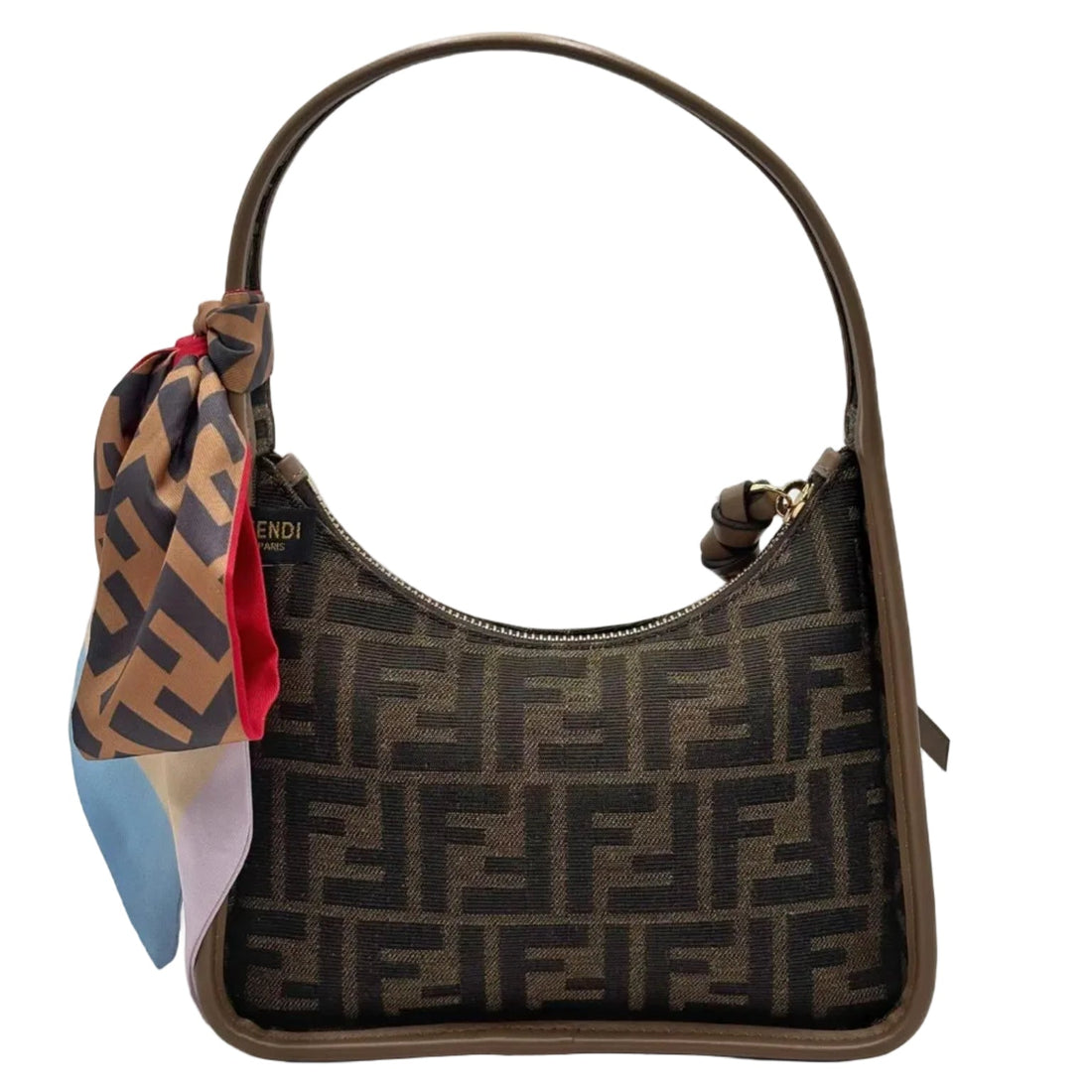 Fendi Fabric Jacquard Vitello Grace FF 1974 Mini Fendessence Shoulder Bag Tobacco Moro Ebano (Like new) 4BW2Y6R