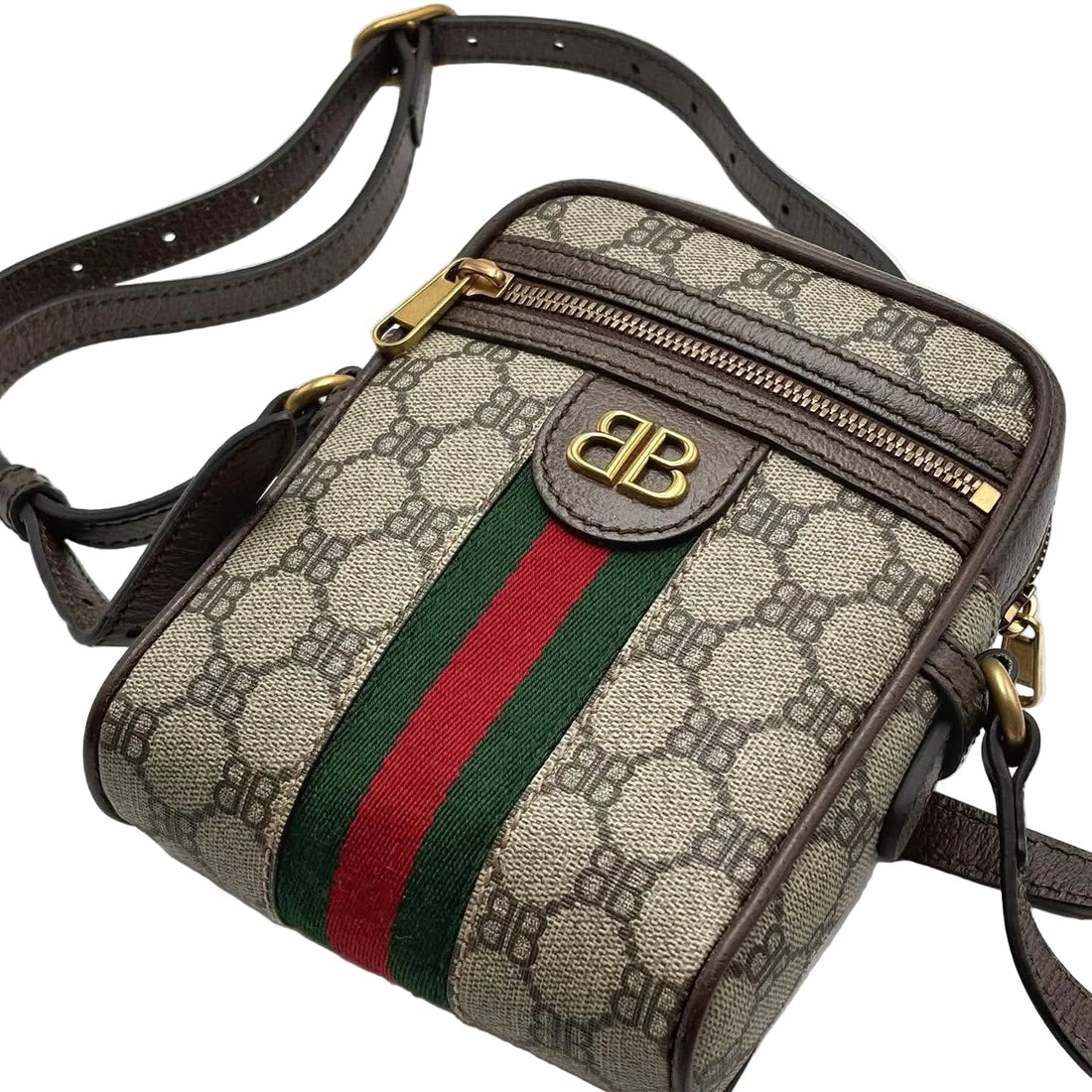 Gucci x Balenciaga BB Supreme Monogram Web Mini Ophidia Messenger Beige New Acero (Like new) 6X9HQGC