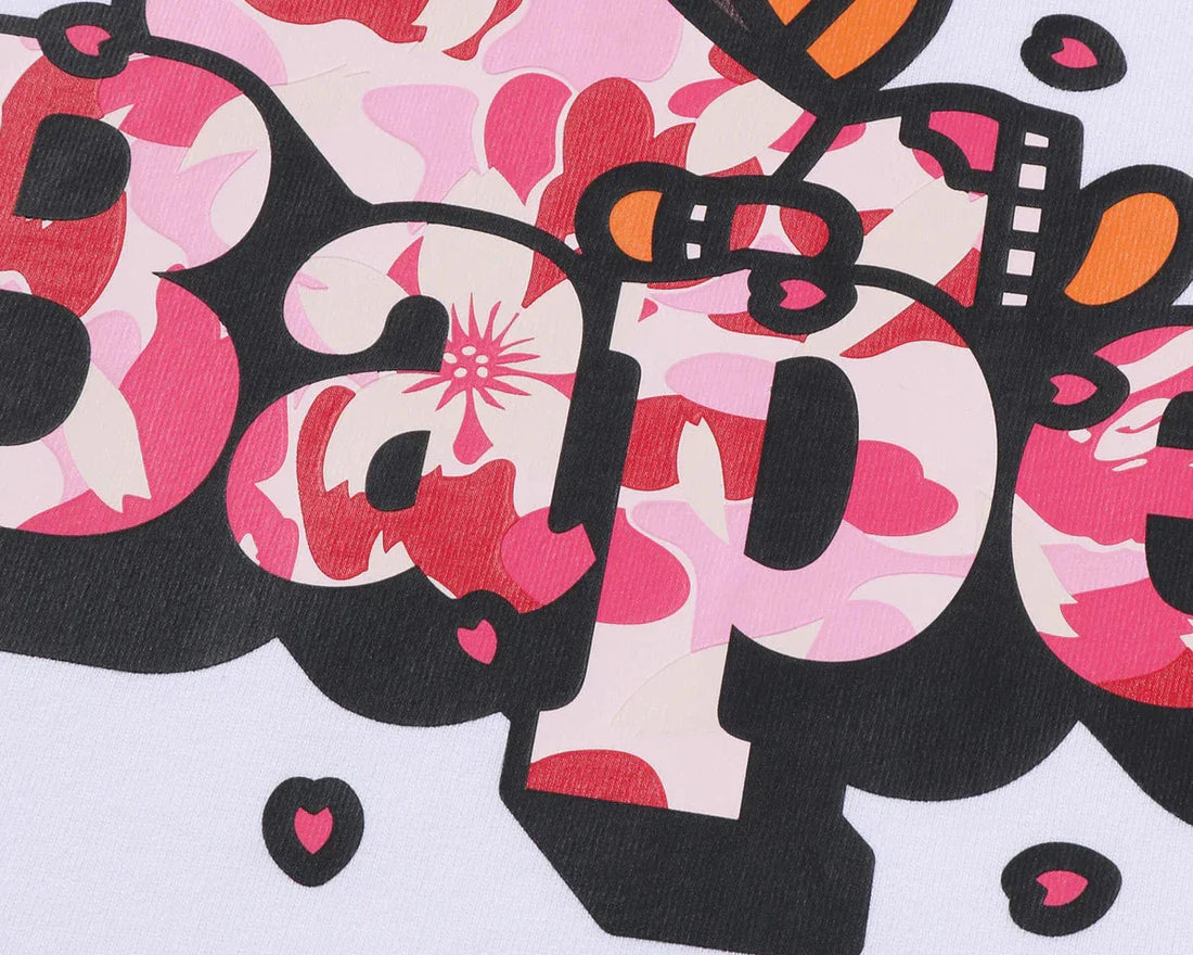 Bape Abc Sakura Camo Milo on BAPE Tee White