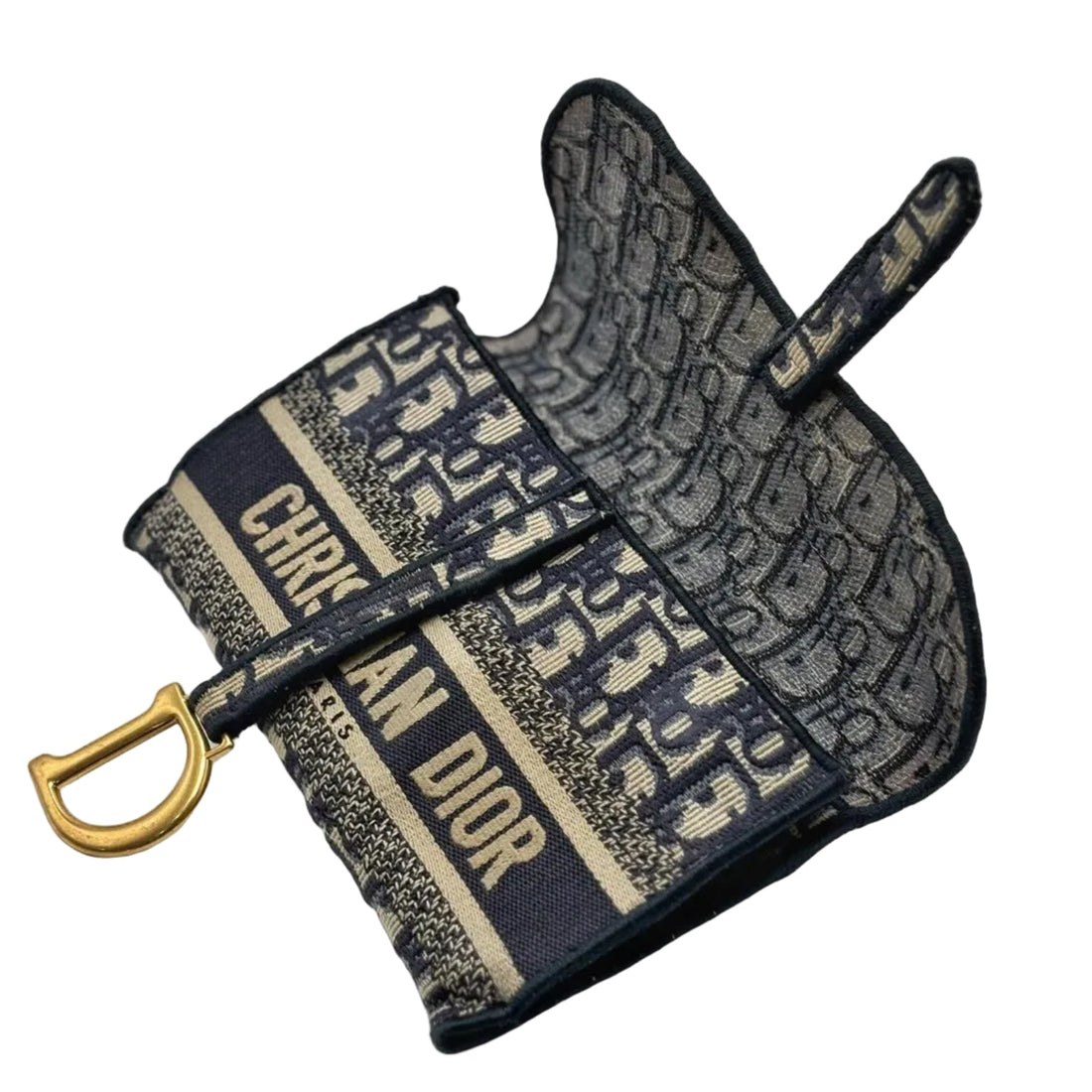 Christian Dior Oblique Slim Saddle Pouch Blue (Pre-owned) 7MJGV2D