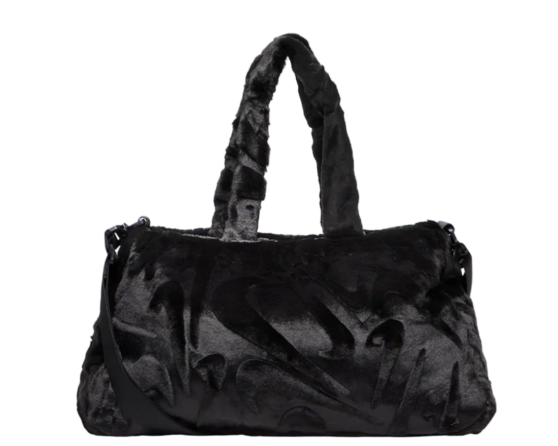 Nike Bag Sportswear Faux Fur Tote Black/ Black/ Metallic Silver