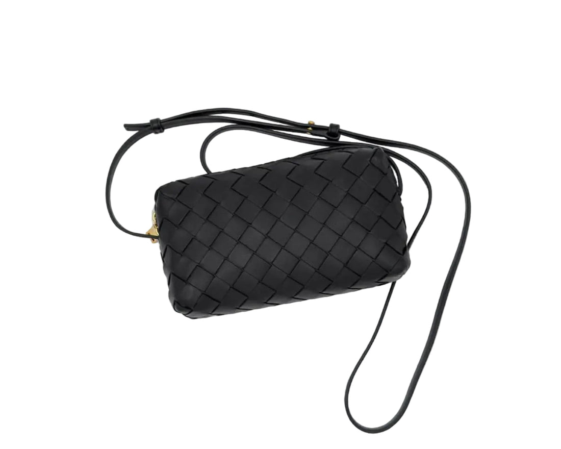 Bottega Veneta Intrecciato Crossbody Bag Gold-tone Black (Like new)