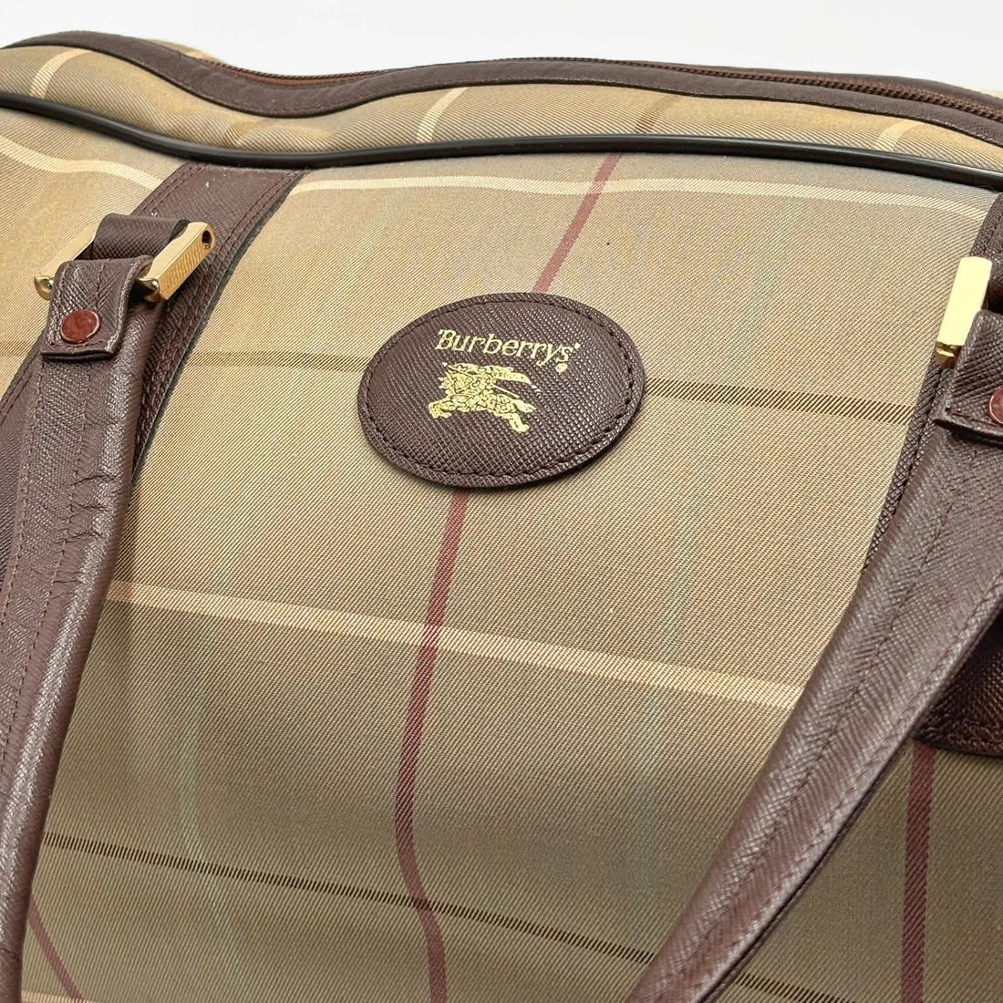 Burberry Plaid Canvas Boston Bag (Pre-owned)