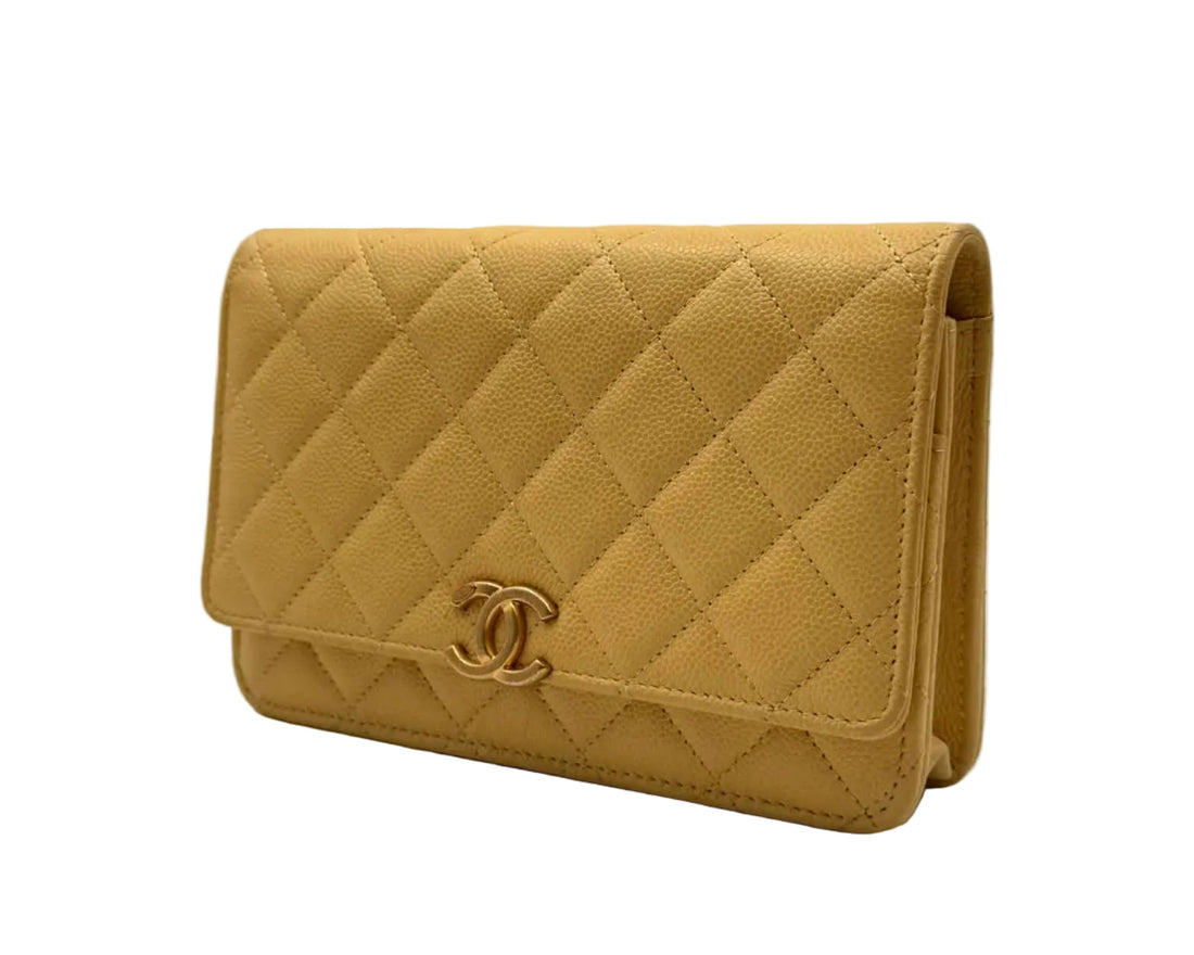 Chanel Wallet on Chain WOC Yellow Caviar Light Gold Hardware (Like new)