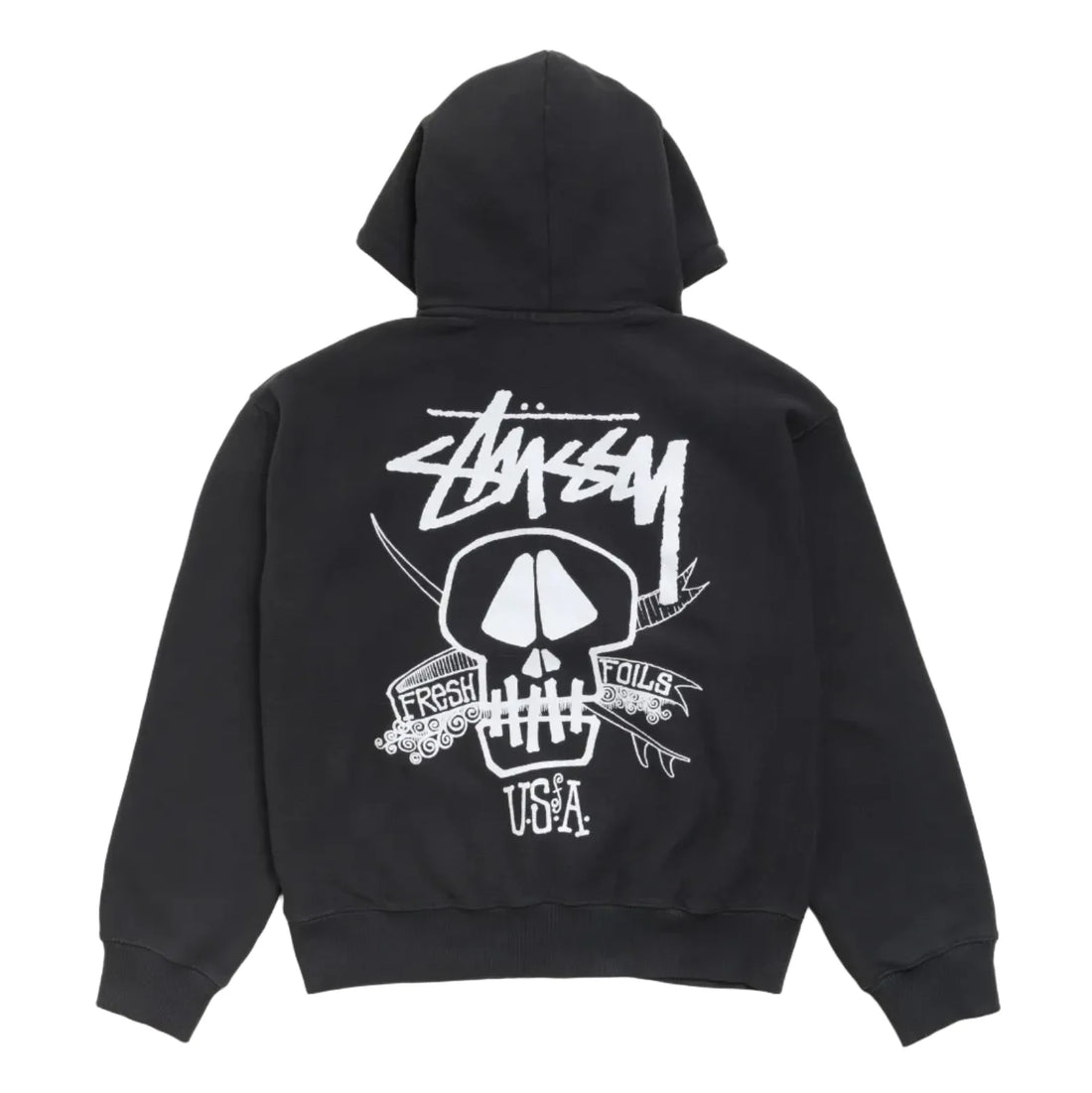 Stussy Fresh Foils Hoodie Garment Dyed Faded Black
