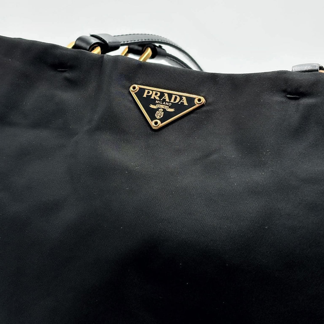 Prada Shopping Tote Bag Nylon Black Gold (Pre-owned) 29H47JX