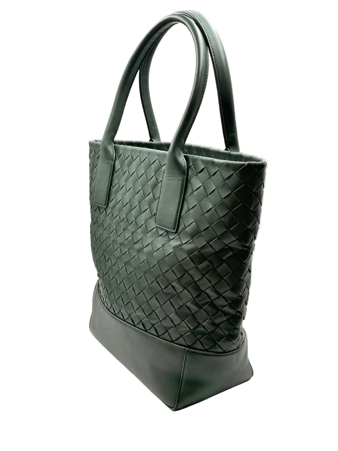 Bottega Veneta Intrecciato Weave Leather Tote Bag Dark Green (Like new)