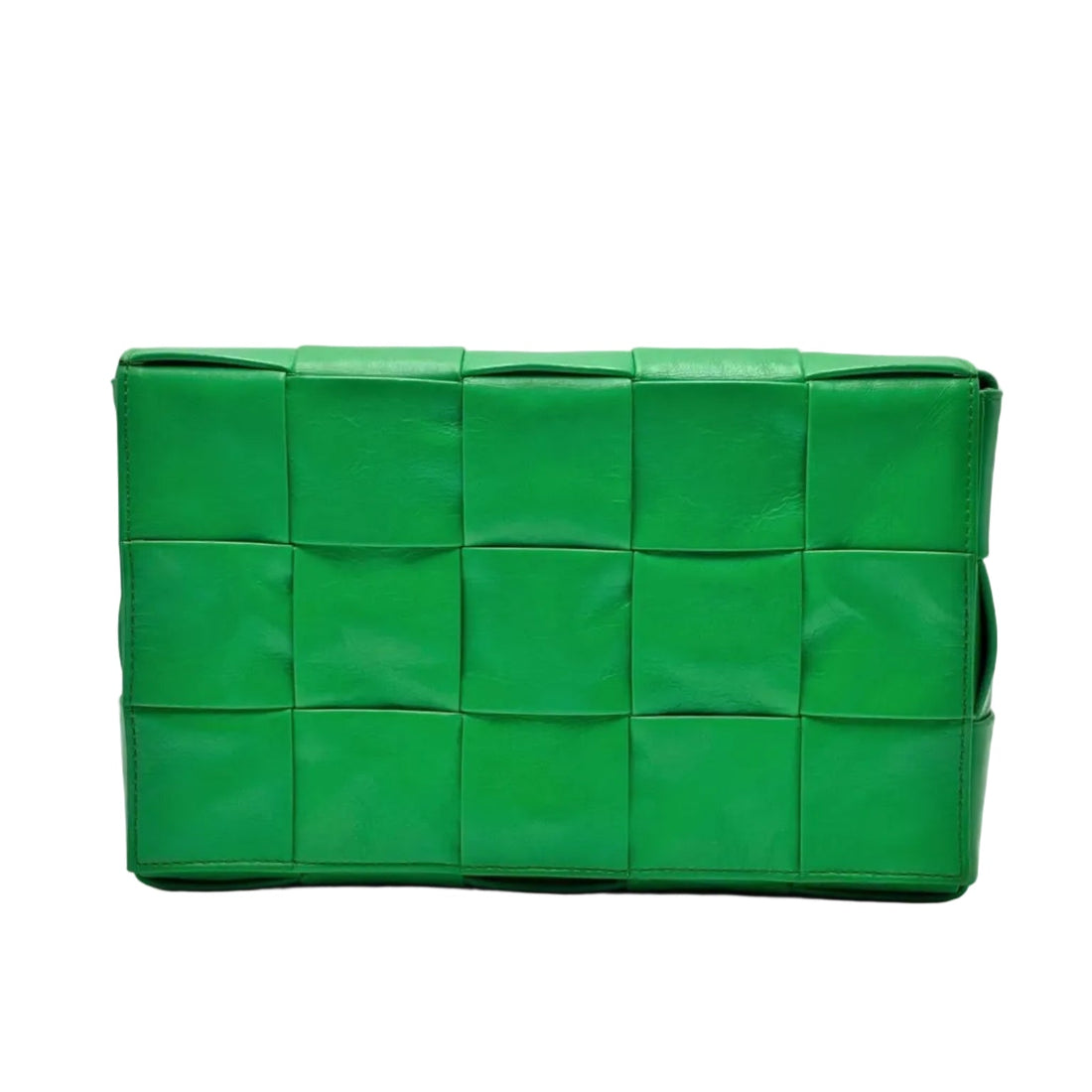 Bottega Veneta Paper Calfskin Maxi Intreccio Cassette Crossbody Bag Green (Like new) 6V9Q8Q7