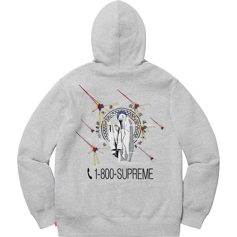 Supreme 1-800 Hooded Sweatshirt Grey 2019