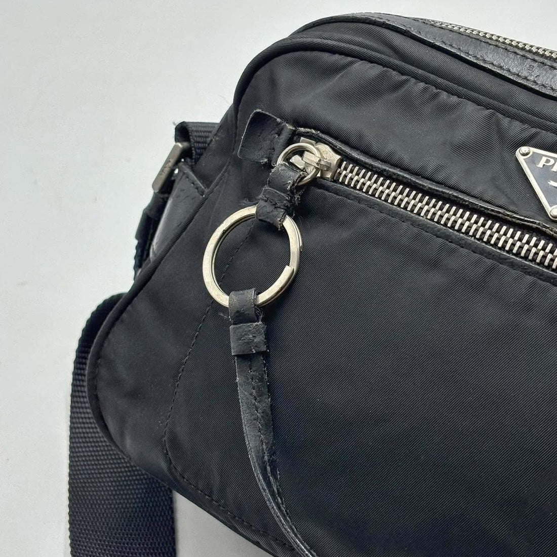 Prada Nylon Camera/Shoulder Bag Black (Pre-owned)