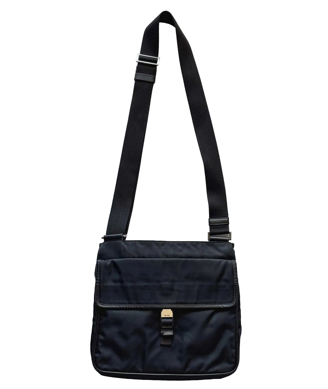 Prada Black Nylon Buckle Flap Messenger (Pre-owned) GHQJC3C