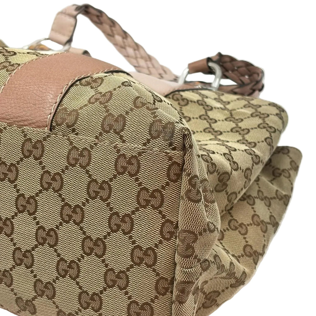 Gucci 2016-2025 Medium GG Canvas Bamboo Libeccio Tote Bag (Pre-owned) 7J99QQ8
