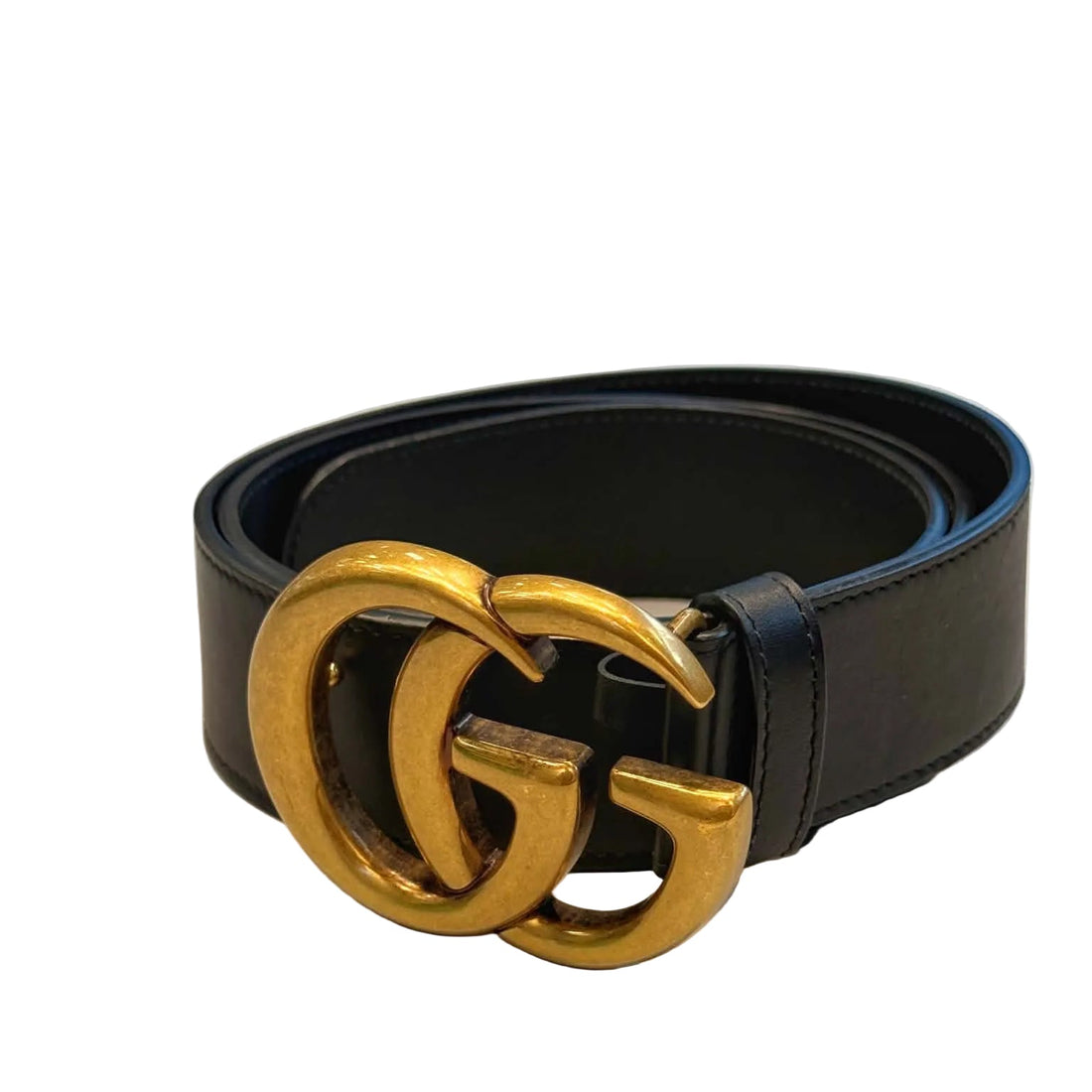 Gucci GG Marmont Belt Black Leather Gold-tone Hardware (Like new) YM6WVRH