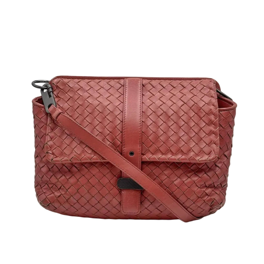 Bottega Veneta 2012-2026 Nappa Intrecciato Double Sided Flap Messenger Bag Crossbody Bag (Pre-owned) 4XRJ8VW