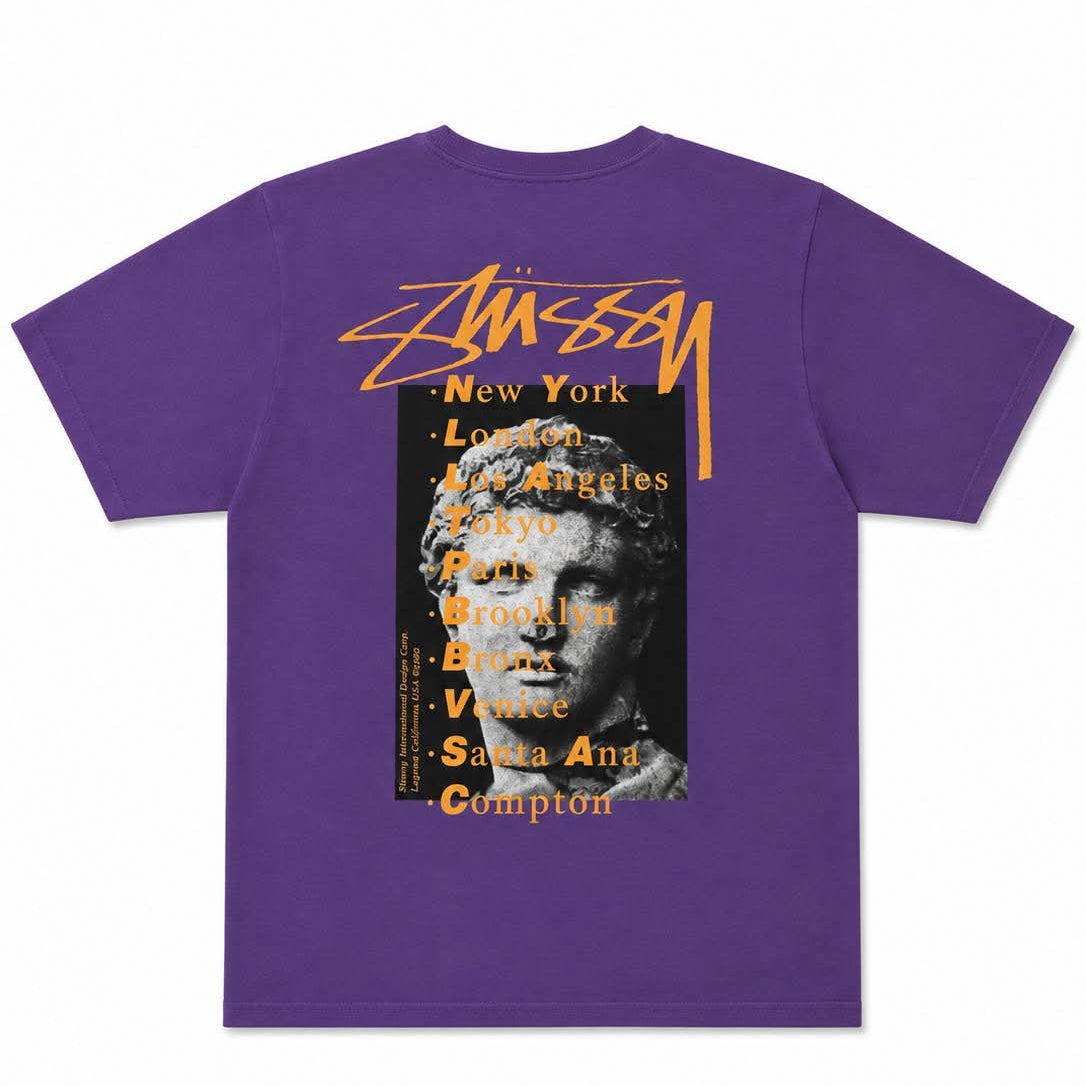 Stussy Statue Pig. Dyed Tee Purple