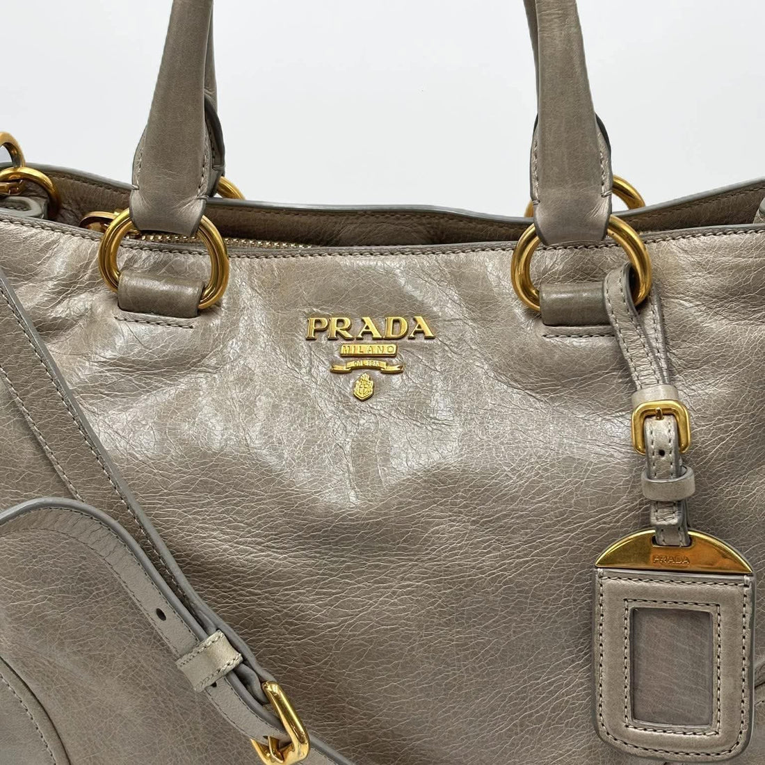 Prada Beige Vitello Shine Leather Tote (Pre-owned) VCGRMV2