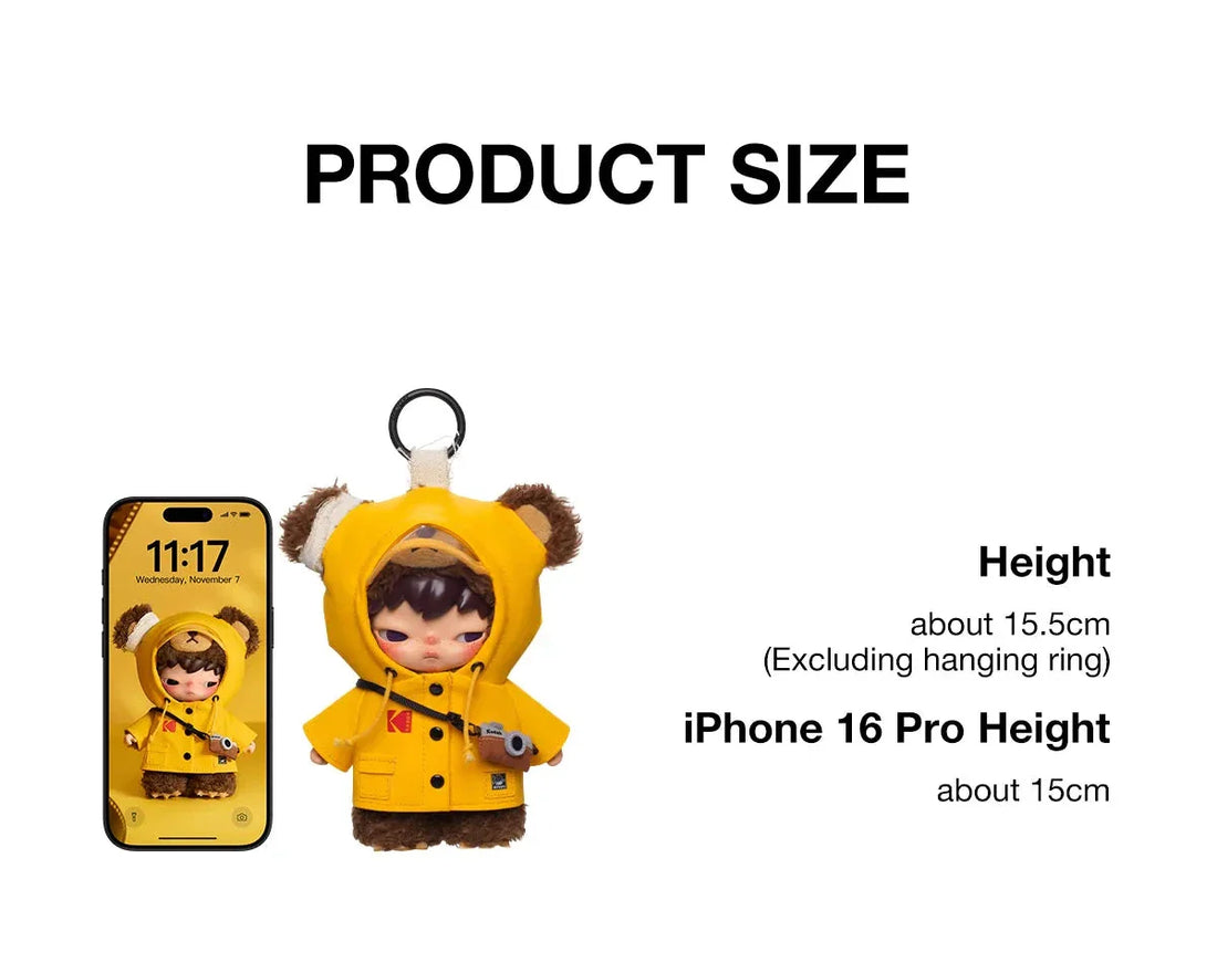 Popmart Hirono × Kodak Click Bear Plush Doll Pendant