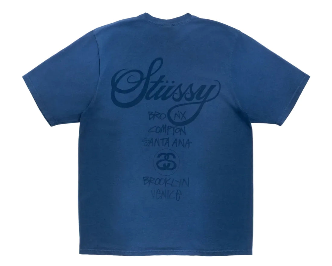 Stussy World Tour Tee Sun Faded Navy