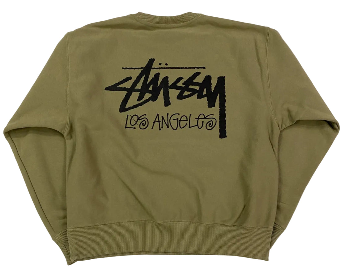 Stussy Stock Los Angeles Crewneck Army