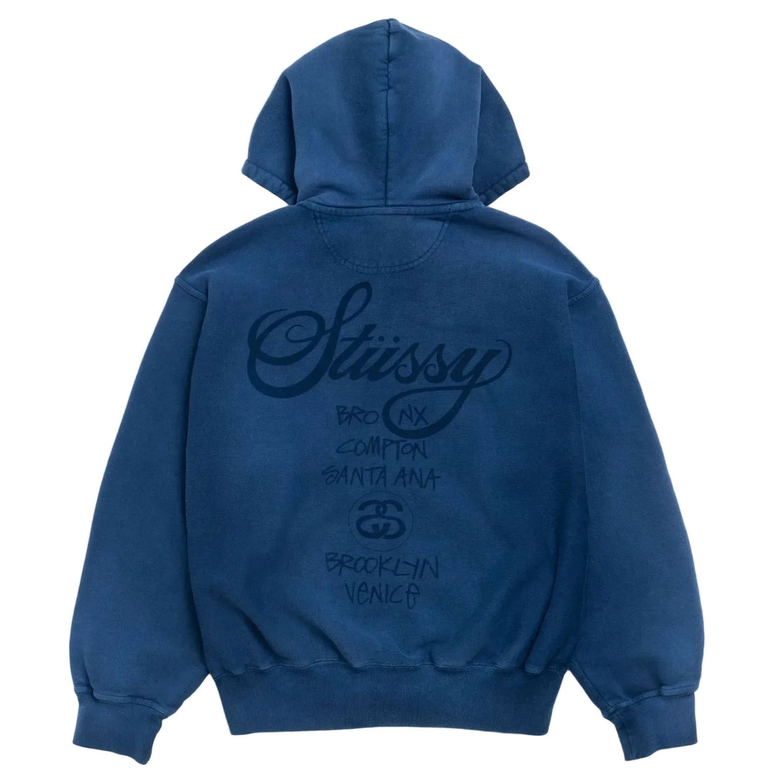 Stussy World Tour Zip Hoodie Sun Faded Navy