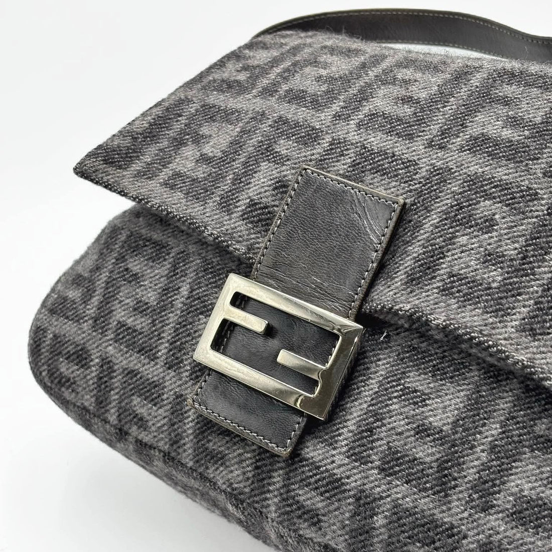 Fendi Wool Zucca Mama Baguette Grey (Pre-owned) R3Q6GBV