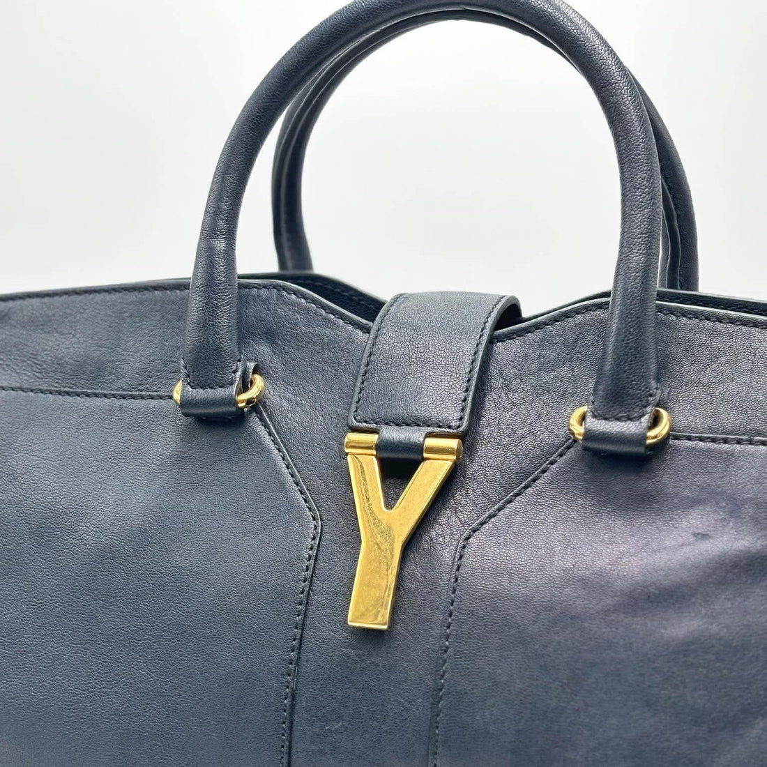 Saint Laurent Navy Blue Leather Medium Cabas Chyc Tote (Pre-owned) XQ6MTWG