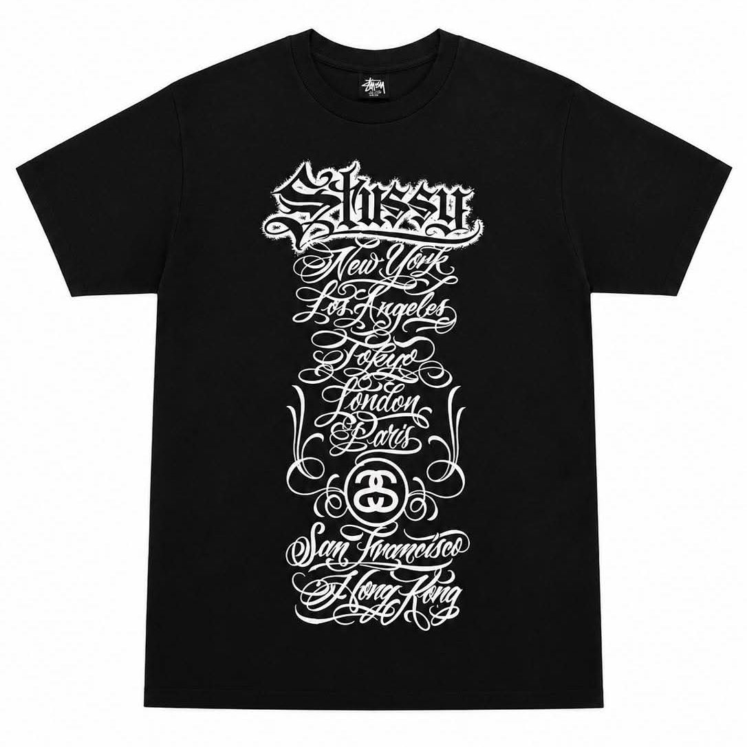 Stussy World Tour 2006 Mister Cartoon Limited Edition Black Tee