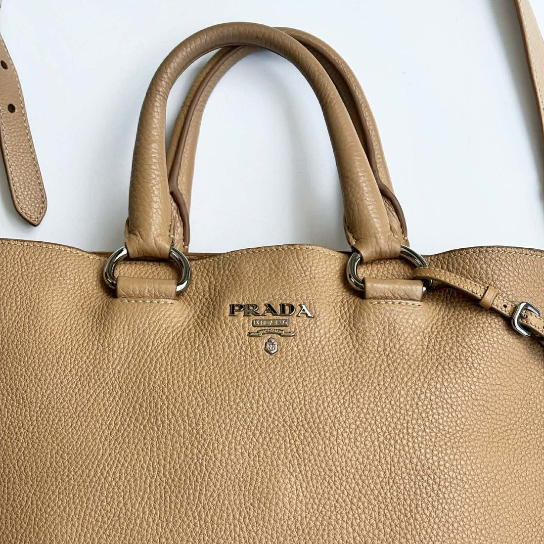 Prada Logo-lettering two-way bag Beige (Like new)