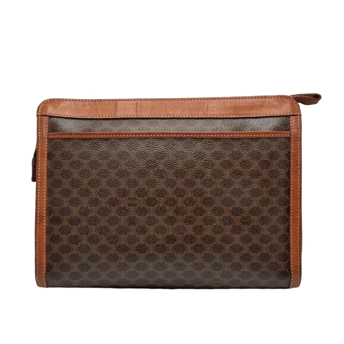 Celine Vintage Pouch Brown Monogram Canvas and Natural Leather (Pre-owned)