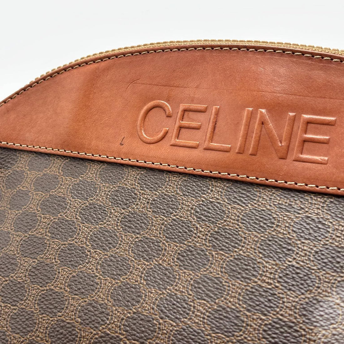 Céline Celine Brown Macadam Pouch Leather Plastic Pony-style calfskin (Pre-owned)