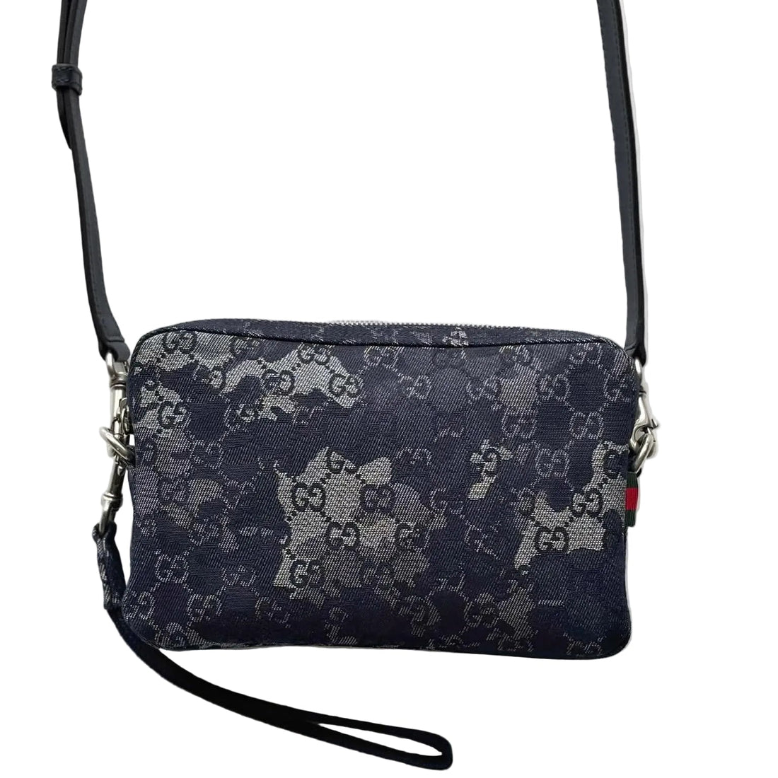 Gucci Denim GG Monogram Camouflage Small Crossbody Bag Blue (Like new) X2WDT4J