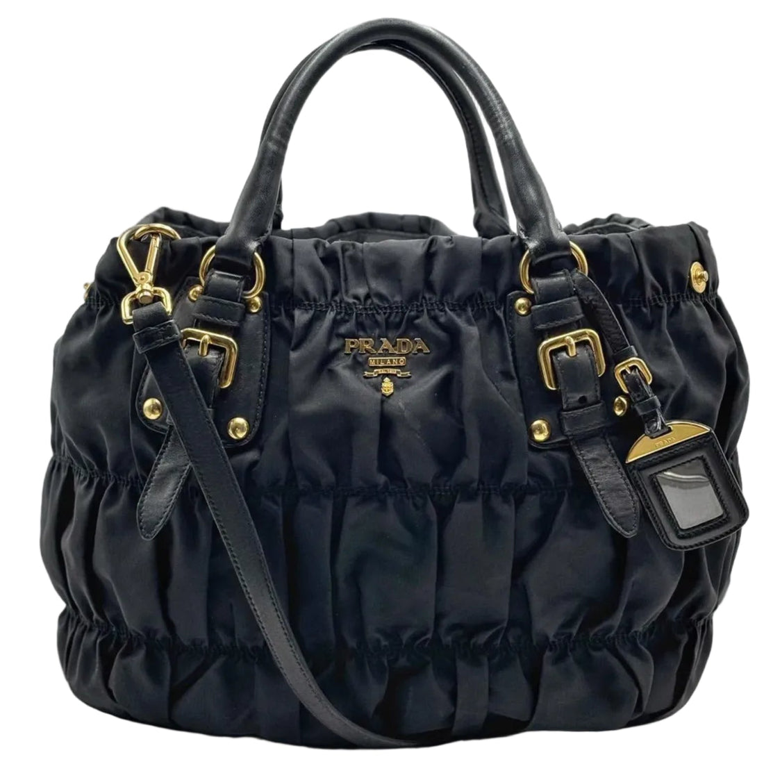 Prada Black Gaufre Tessuto Nylon Shopping Tote Bag (Pre-owned) 87X8449