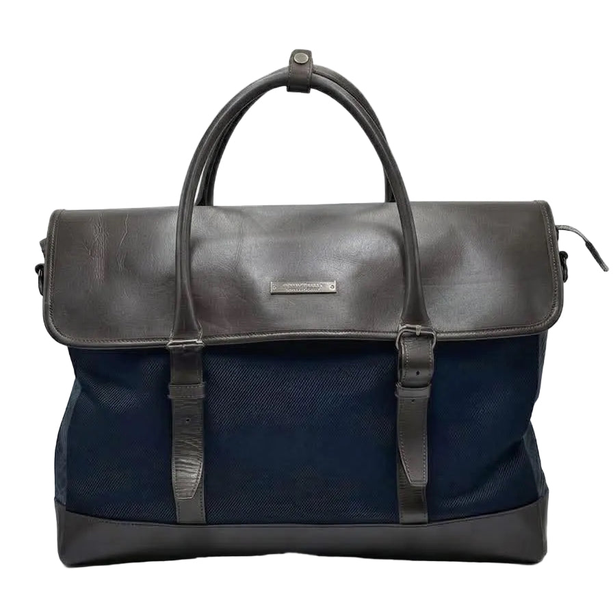 Burberry Black Label Business Bag Dark Brown/Navy Leather (Pre-owned)