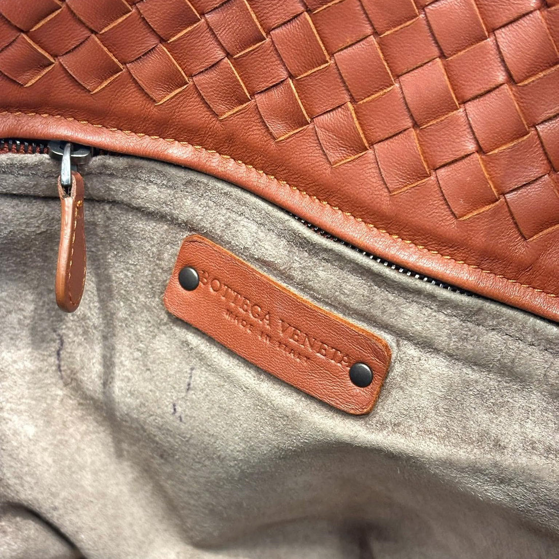 Bottega Veneta Noce Intrecciato Woven Nappa Leather Seamless Garda Tote Bag (Pre-owned)